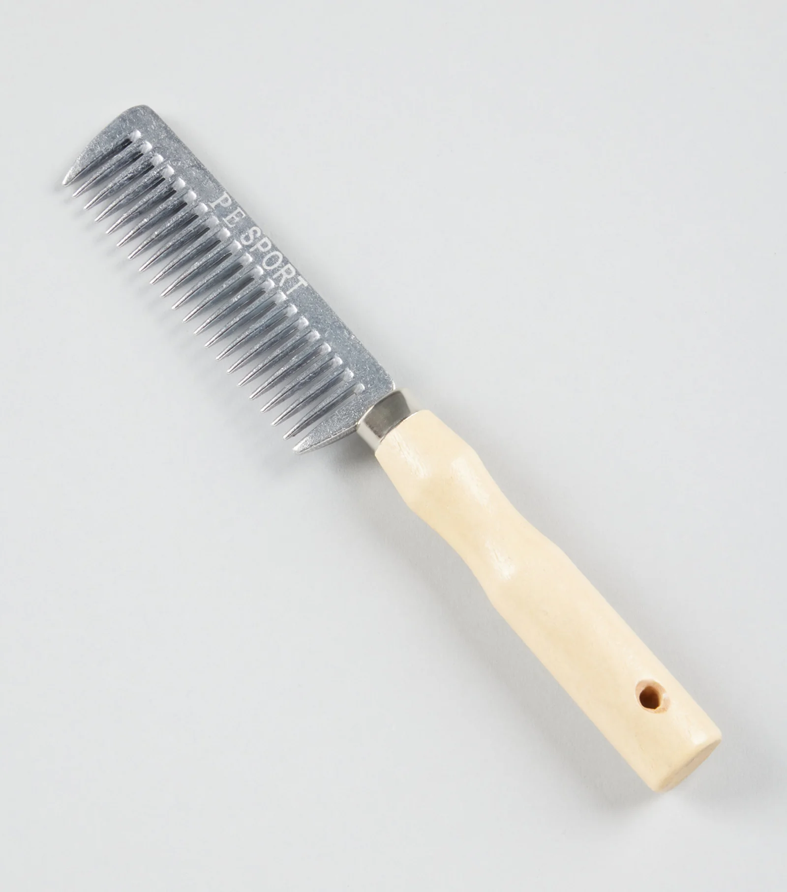 Premier Equine - Aluminium Mane Comb with Wooden Handle Silver - One Size